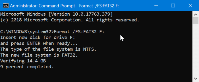 format fat32 windows 10